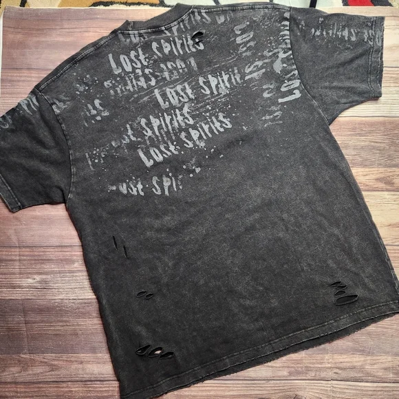 OVDY Black Distressed Grunge Graphic T-Shirt - Picture 7 of 10